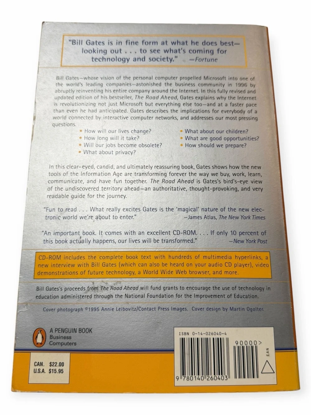 Bill Gates The Road Ahead Revised Book w/ Interactive CD-ROM Penguin 1996